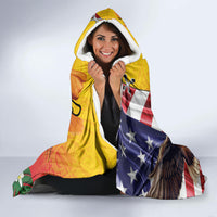 Personalised United States And Papua New Guinea Hooded Blanket USA Eagle With PNG Bird Of Paradise