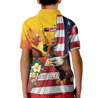 Personalised United States And Papua New Guinea Kid Polo Shirt USA Eagle With PNG Bird Of Paradise