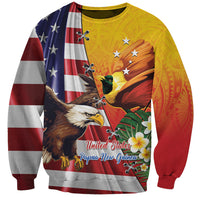 Personalised United States And Papua New Guinea Sweatshirt USA Eagle With PNG Bird Of Paradise