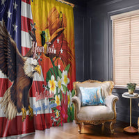 Personalised United States And Papua New Guinea Window Curtain USA Eagle With PNG Bird Of Paradise LT14 - Polynesian Pride
