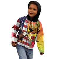 Personalised United States And Hawaii Kid Hoodie USA Eagle With Hawaiian Shark Tattoo