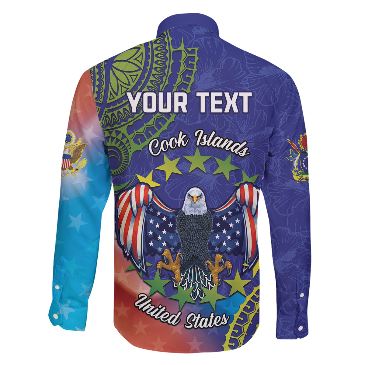 Personalised United States And Cook Islands Family Matching Puletasi and Hawaiian Shirt USA Eagle Mix Polynesian Pattern LT14 - Polynesian Pride