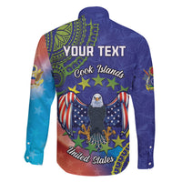 Personalised United States And Cook Islands Family Matching Puletasi and Hawaiian Shirt USA Eagle Mix Polynesian Pattern LT14 - Polynesian Pride