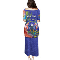 Personalised United States And Cook Islands Family Matching Puletasi and Hawaiian Shirt USA Eagle Mix Polynesian Pattern LT14 - Polynesian Pride