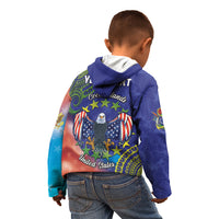 Personalised United States And Cook Islands Kid Hoodie USA Eagle Mix Polynesian Pattern