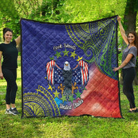 Personalised United States And Cook Islands Quilt USA Eagle Mix Polynesian Pattern