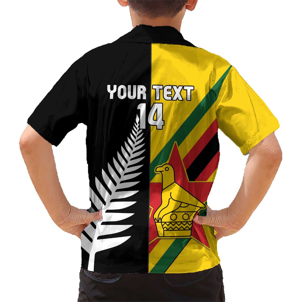 Custom New Zealand and Zimbabwe Kid Hawaiian Shirt NZ Fern Zim Flag Half Style LT14 - Polynesian Pride