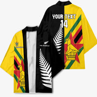 Custom New Zealand and Zimbabwe Kimono NZ Fern Zim Flag Half Style LT14 - Polynesian Pride