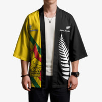 Custom New Zealand and Zimbabwe Kimono NZ Fern Zim Flag Half Style LT14 - Polynesian Pride