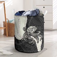 Black Polynesia Tribal Octopus Tattoo Laundry Basket Pikake Lei Polynesian Pattern