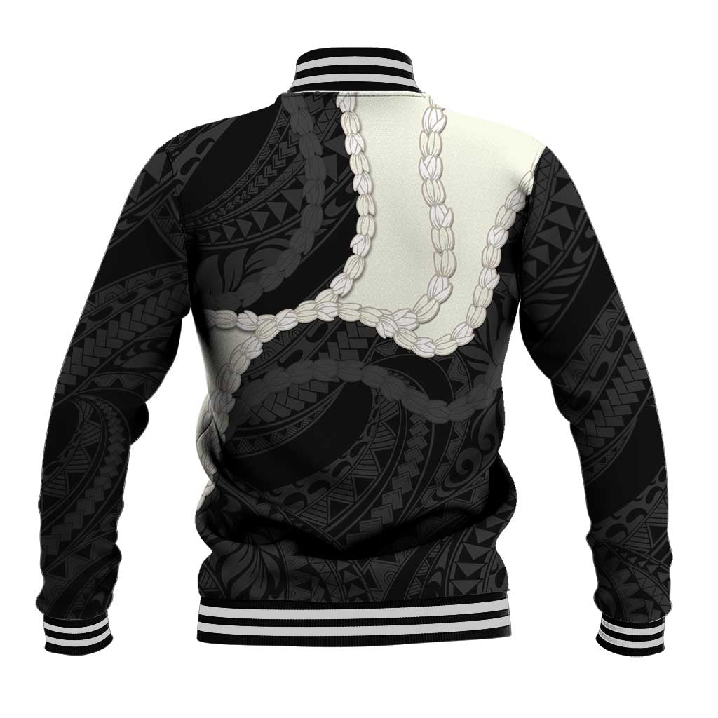 Black Polynesia Tribal Octopus Tattoo Baseball Jacket Pikake Lei Polynesian Pattern