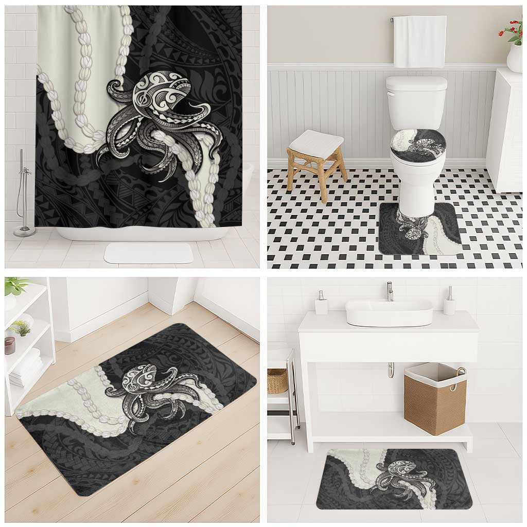 Black Polynesia Tribal Octopus Tattoo Bathroom Set Pikake Lei Polynesian Pattern LT14 - Polynesian Pride