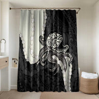 Black Polynesia Tribal Octopus Tattoo Bathroom Set Pikake Lei Polynesian Pattern LT14 Shower Curtain Only Black - Polynesian Pride