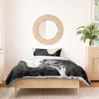 Black Polynesia Tribal Octopus Tattoo Bedding Set Pikake Lei Polynesian Pattern