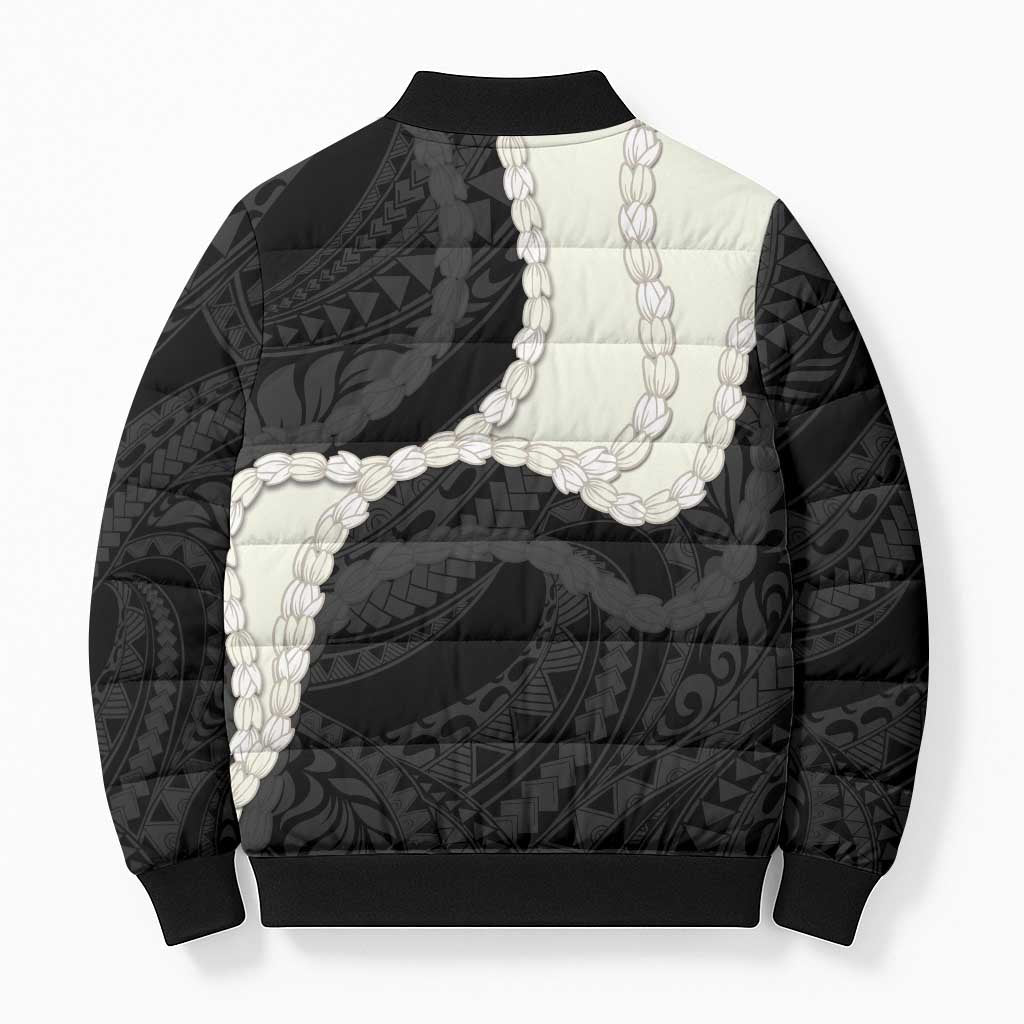 Black Polynesia Tribal Octopus Tattoo Bomber Puffer Jacket Pikake Lei Polynesian Pattern