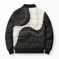 Black Polynesia Tribal Octopus Tattoo Bomber Puffer Jacket Pikake Lei Polynesian Pattern
