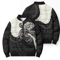 Black Polynesia Tribal Octopus Tattoo Bomber Puffer Jacket Pikake Lei Polynesian Pattern