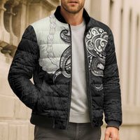 Black Polynesia Tribal Octopus Tattoo Bomber Puffer Jacket Pikake Lei Polynesian Pattern