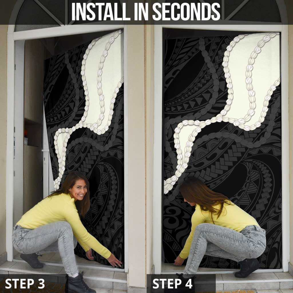 Black Polynesia Tribal Octopus Tattoo Door Cover Pikake Lei Polynesian Pattern