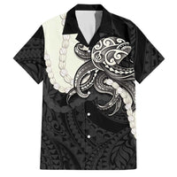 Black Polynesia Tribal Octopus Tattoo Family Matching Off Shoulder Maxi Dress and Hawaiian Shirt Pikake Lei Polynesian Pattern LT14 Dad's Shirt - Short Sleeve Black - Polynesian Pride