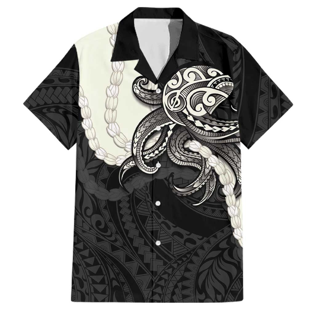 Black Polynesia Tribal Octopus Tattoo Family Matching Puletasi and Hawaiian Shirt Pikake Lei Polynesian Pattern LT14 Dad's Shirt - Short Sleeve Black - Polynesian Pride