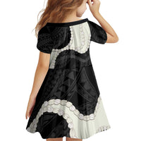 Black Polynesia Tribal Octopus Tattoo Family Matching Summer Maxi Dress and Hawaiian Shirt Pikake Lei Polynesian Pattern LT14 - Polynesian Pride
