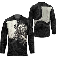 Black Polynesia Tribal Octopus Tattoo Hockey Jersey Pikake Lei Polynesian Pattern