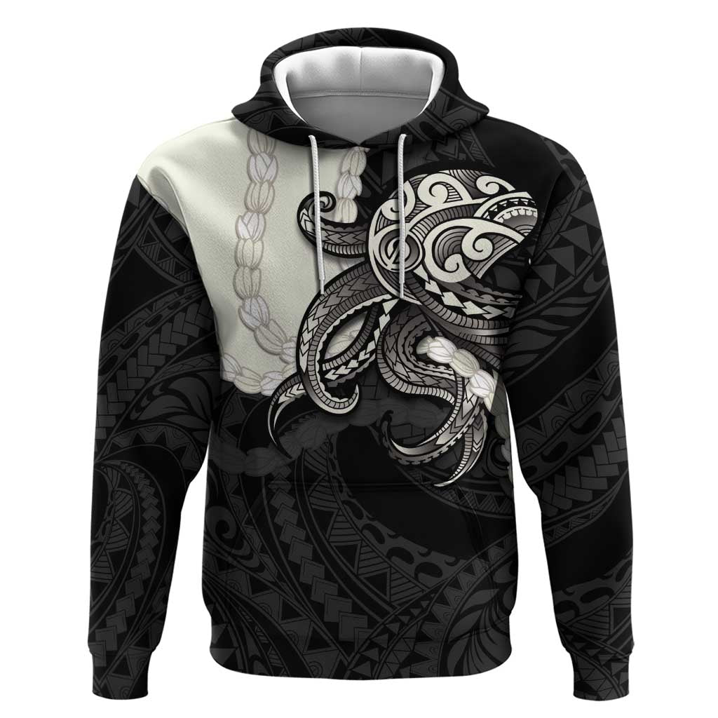 Black Polynesia Tribal Octopus Tattoo Hoodie Pikake Lei Polynesian Pattern LT14 Pullover Hoodie Black - Polynesian Pride