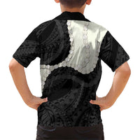 Black Polynesia Tribal Octopus Tattoo Kid Hawaiian Shirt Pikake Lei Polynesian Pattern LT14 - Polynesian Pride