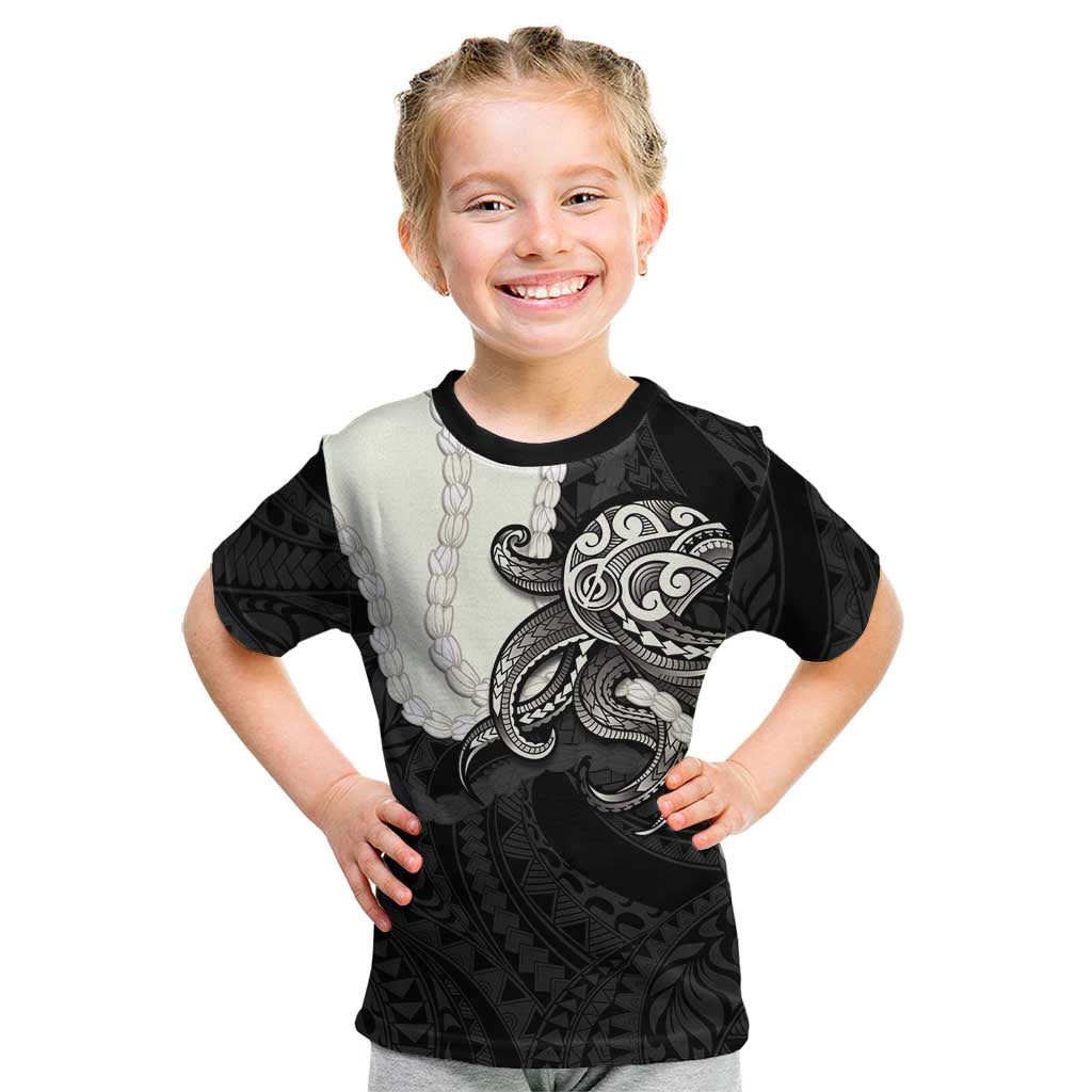 Black Polynesia Tribal Octopus Tattoo Kid T Shirt Pikake Lei Polynesian Pattern LT14 Black - Polynesian Pride
