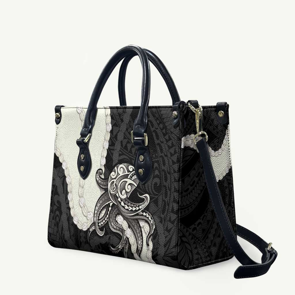 Black Polynesia Tribal Octopus Tattoo Leather Bag Pikake Lei Polynesian Pattern LT14 Black - Polynesian Pride