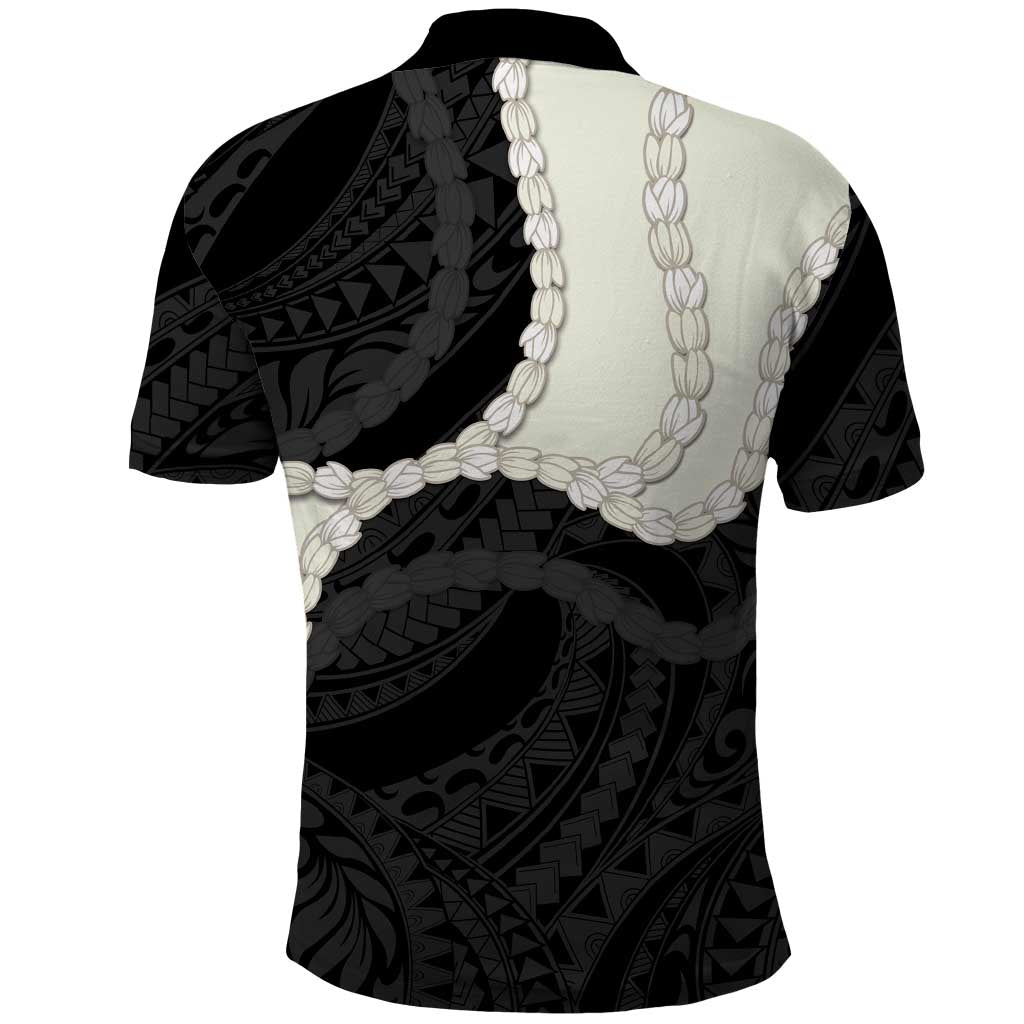 Black Polynesia Tribal Octopus Tattoo Polo Shirt Pikake Lei Polynesian Pattern