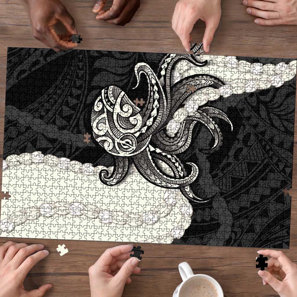 Black Polynesia Tribal Octopus Tattoo Puzzle Pikake Lei Polynesian Pattern