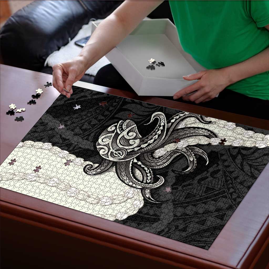 Black Polynesia Tribal Octopus Tattoo Puzzle Pikake Lei Polynesian Pattern