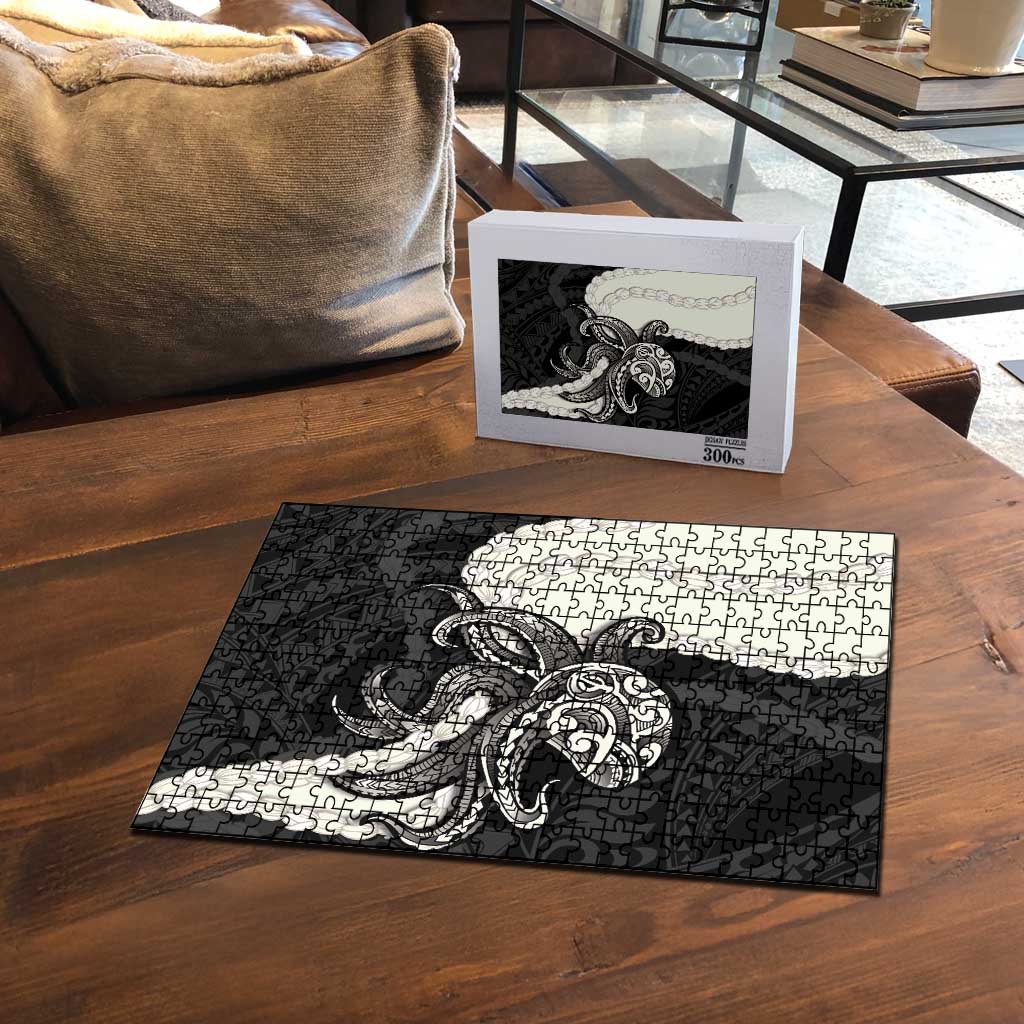 Black Polynesia Tribal Octopus Tattoo Puzzle Pikake Lei Polynesian Pattern