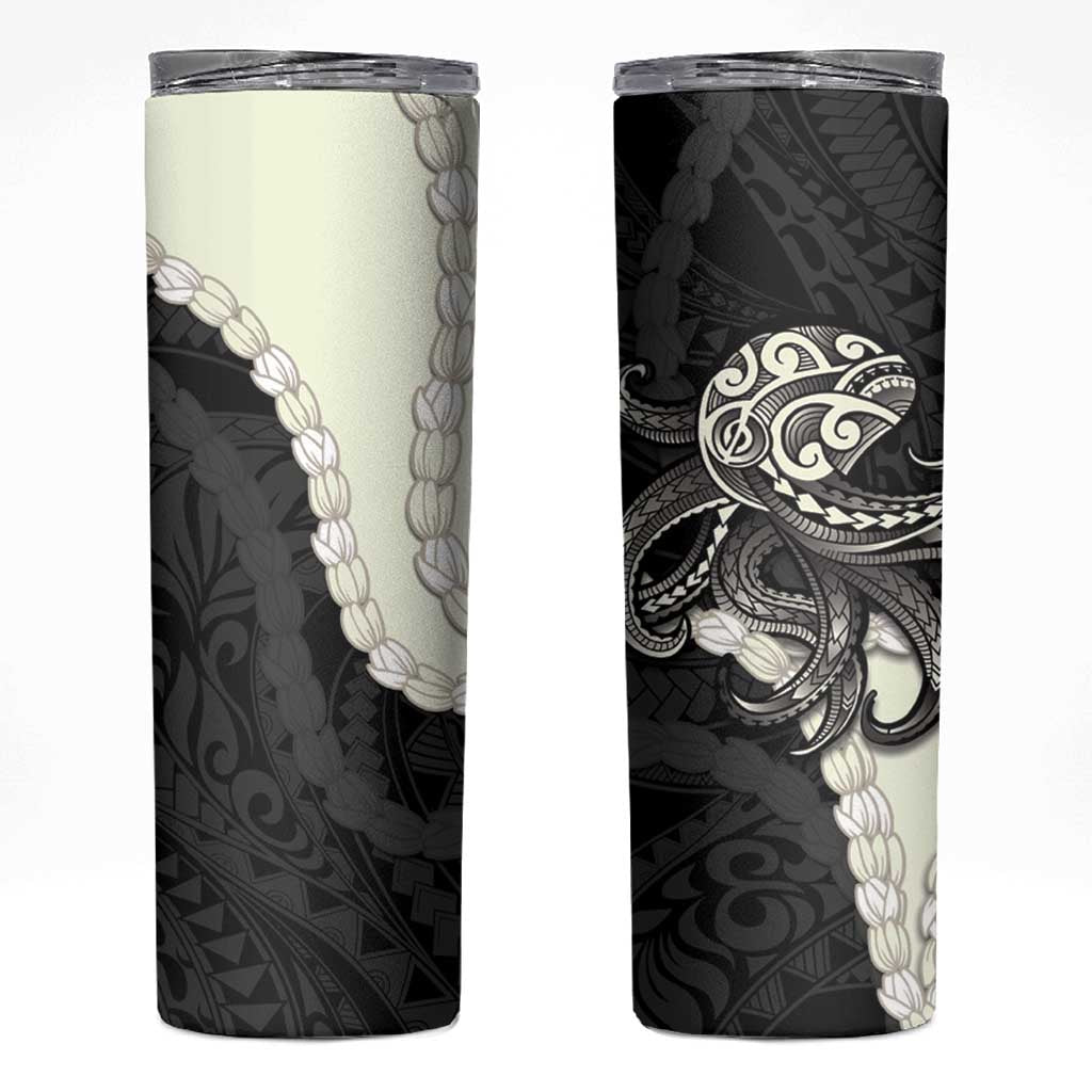 Black Polynesia Tribal Octopus Tattoo Skinny Tumbler Pikake Lei Polynesian Pattern LT14 Black - Polynesian Pride