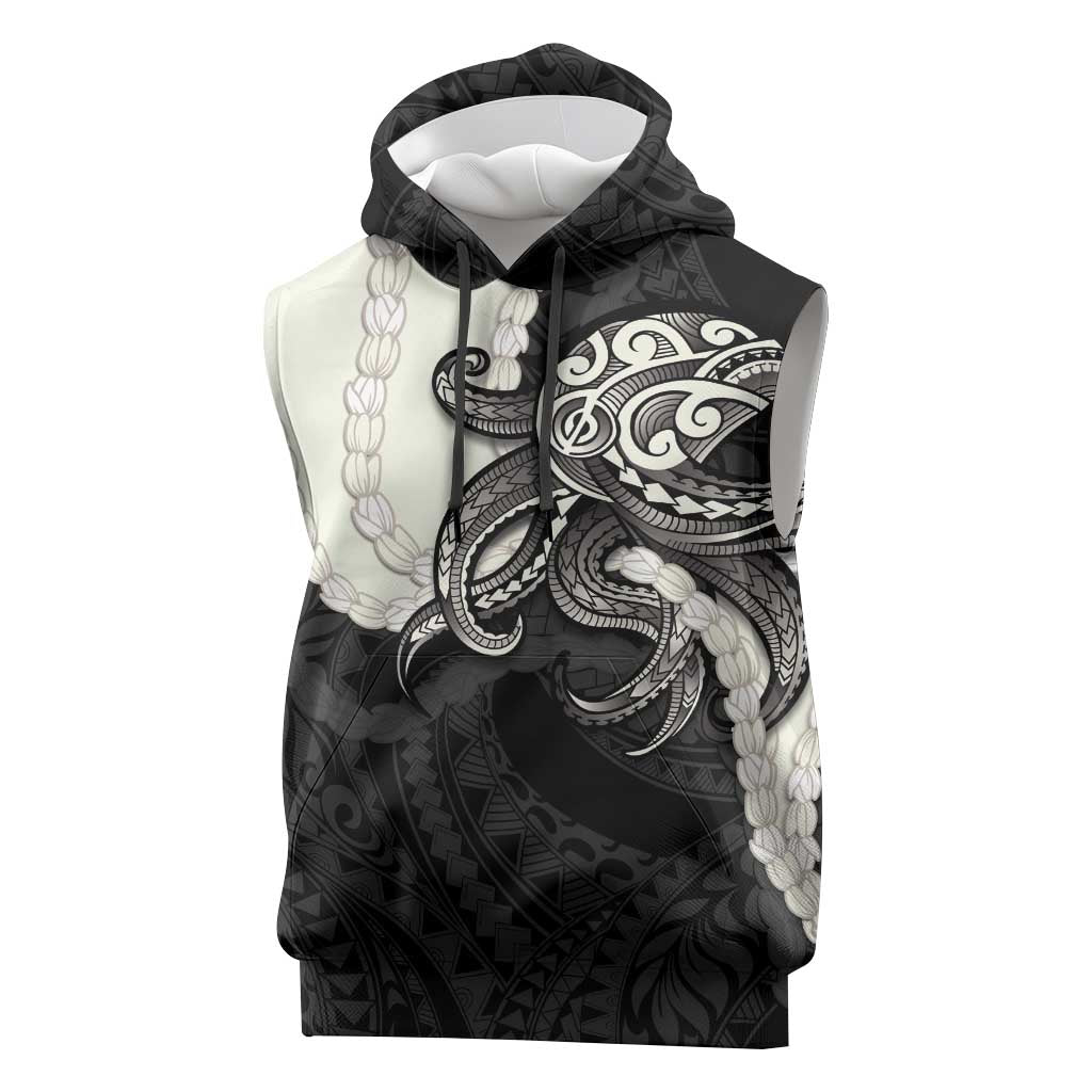 Black Polynesia Tribal Octopus Tattoo Sleeveless Hoodie Pikake Lei Polynesian Pattern LT14 Black - Polynesian Pride