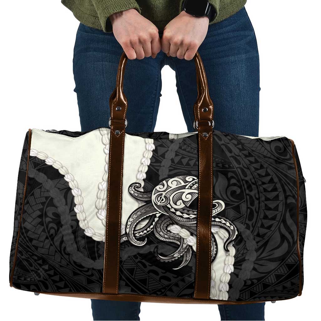 Black Polynesia Tribal Octopus Tattoo Travel Bag Pikake Lei Polynesian Pattern LT14 Black - Polynesian Pride
