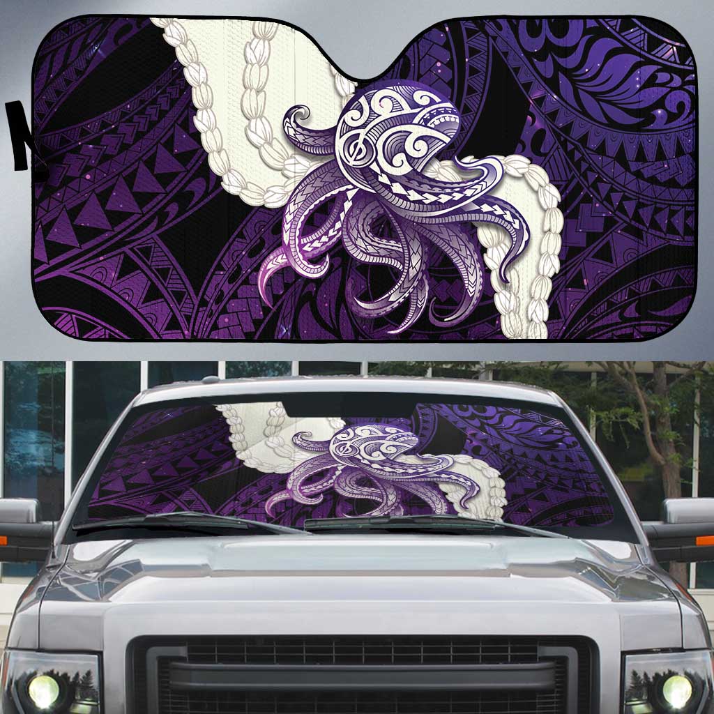 Purple Galaxy Polynesia Tribal Octopus Tattoo Auto Sun Shade Pikake Lei Polynesian Pattern LT14 Purple - Polynesian Pride