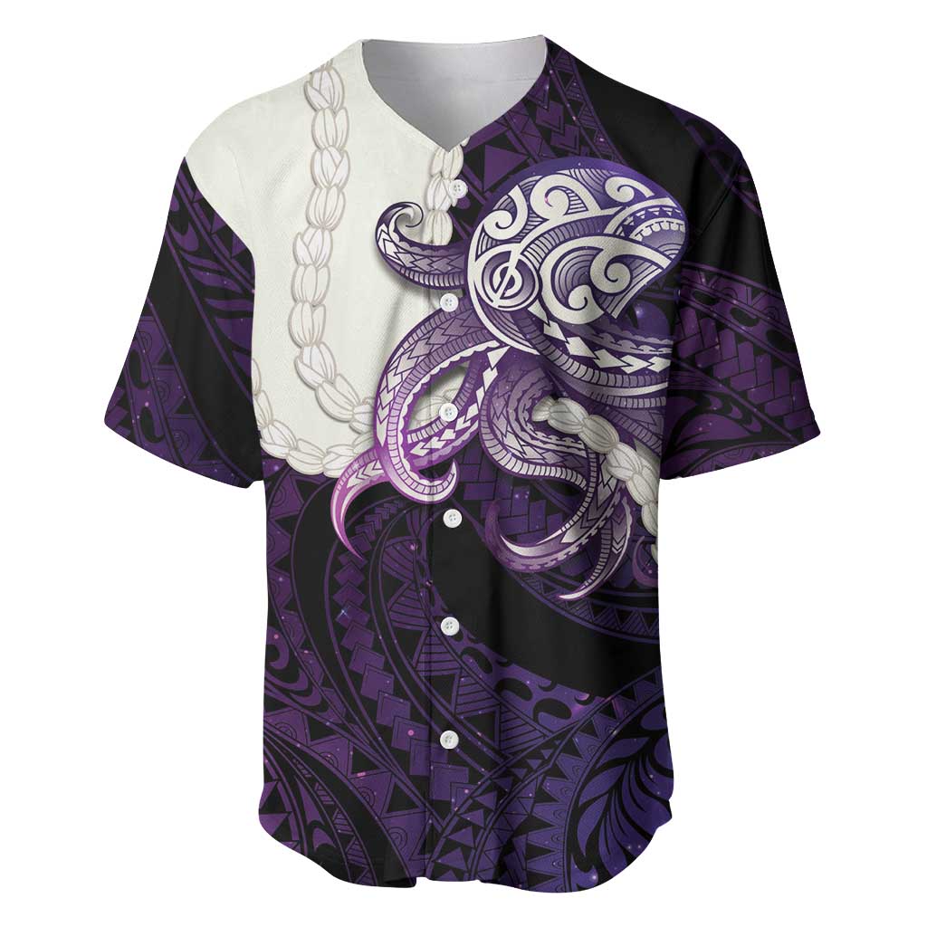 Purple Galaxy Polynesia Tribal Octopus Tattoo Baseball Jersey Pikake Lei Polynesian Pattern