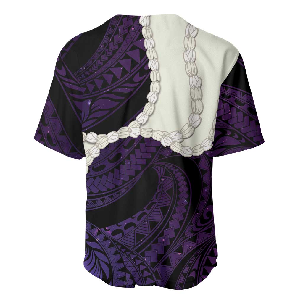 Purple Galaxy Polynesia Tribal Octopus Tattoo Baseball Jersey Pikake Lei Polynesian Pattern