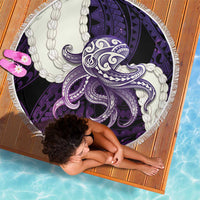 Purple Galaxy Polynesia Tribal Octopus Tattoo Beach Blanket Pikake Lei Polynesian Pattern