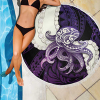 Purple Galaxy Polynesia Tribal Octopus Tattoo Beach Blanket Pikake Lei Polynesian Pattern