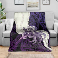 Purple Galaxy Polynesia Tribal Octopus Tattoo Blanket Pikake Lei Polynesian Pattern
