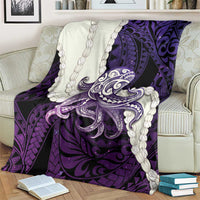 Purple Galaxy Polynesia Tribal Octopus Tattoo Blanket Pikake Lei Polynesian Pattern