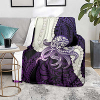 Purple Galaxy Polynesia Tribal Octopus Tattoo Blanket Pikake Lei Polynesian Pattern