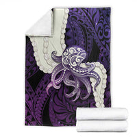Purple Galaxy Polynesia Tribal Octopus Tattoo Blanket Pikake Lei Polynesian Pattern