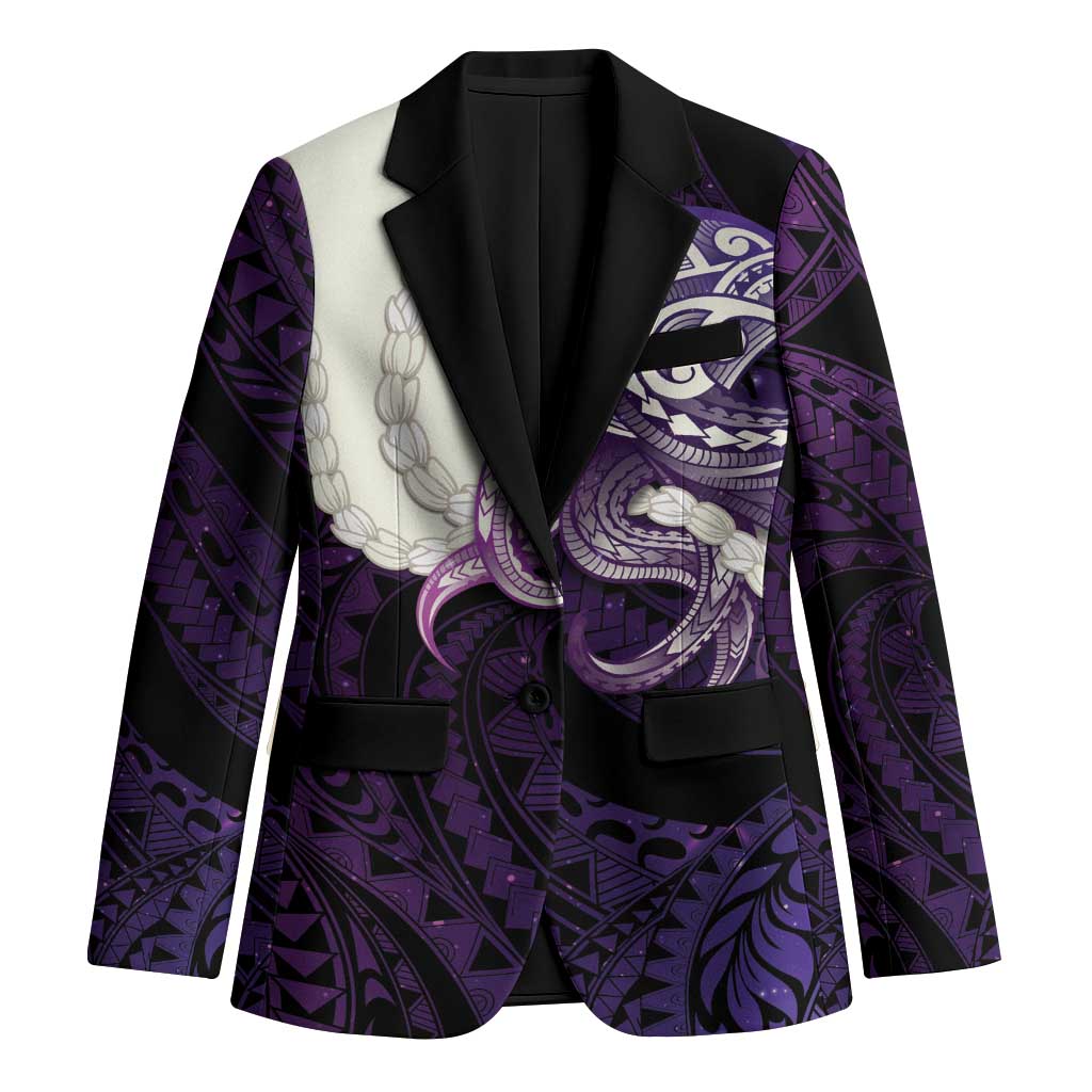 Purple Galaxy Polynesia Tribal Octopus Tattoo Blazer Pikake Lei Polynesian Pattern LT14 Unisex Purple - Polynesian Pride