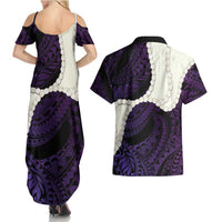 Purple Galaxy Polynesia Tribal Octopus Tattoo Couples Matching Summer Maxi Dress and Hawaiian Shirt Pikake Lei Polynesian Pattern LT14 - Polynesian Pride
