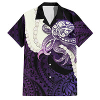 Purple Galaxy Polynesia Tribal Octopus Tattoo Family Matching Long Sleeve Bodycon Dress and Hawaiian Shirt Pikake Lei Polynesian Pattern LT14 Dad's Shirt - Short Sleeve Purple - Polynesian Pride